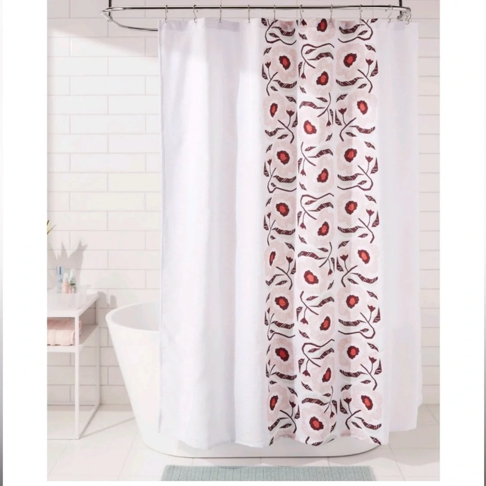 ROOM ESSENTIALS NWT floral print dobby weave shower curtain